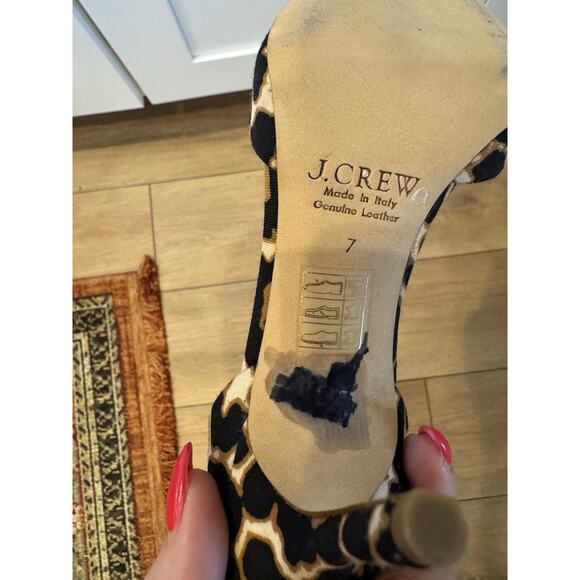 J.Crew Collection Elsie d’Orsay Pumps Leopard Print Sequin Italy Sz 7 Stiletto - Picture 8 of 16